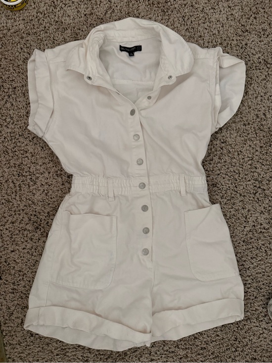 Free People Pants - Free People Denim Short Sleeve Romper in White⭐️ Used - like new (worn once)⭐️